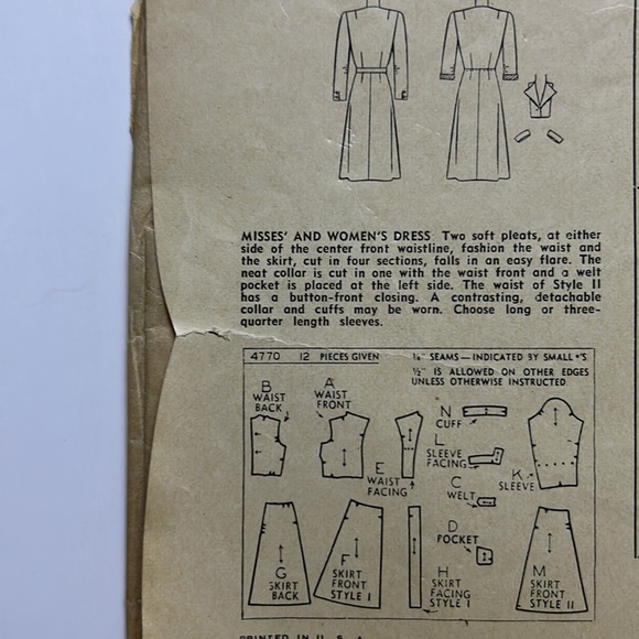 1940’s Era?? Simplicity Pattern Shirtwaist Dress Size 16 Original Packaging $20 - Picture 4 of 10
